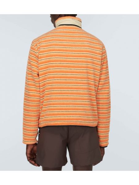 Bombažni pulover z zadrgo s črtami Ranra oranžna
