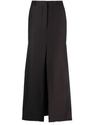 Hedvábné vlněné dlouhá sukně s vysokým pasem Lanvin - černá
