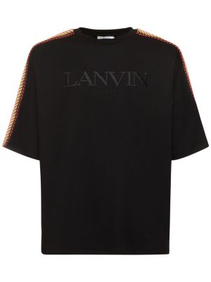 Oversized βαμβακερή μπλούζα από ζέρσεϋ Lanvin μαύρο