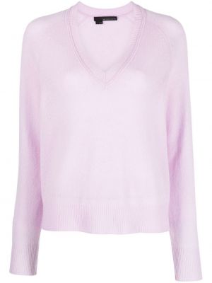 Кашмирен пуловер с v-образно деколте 360cashmere виолетово