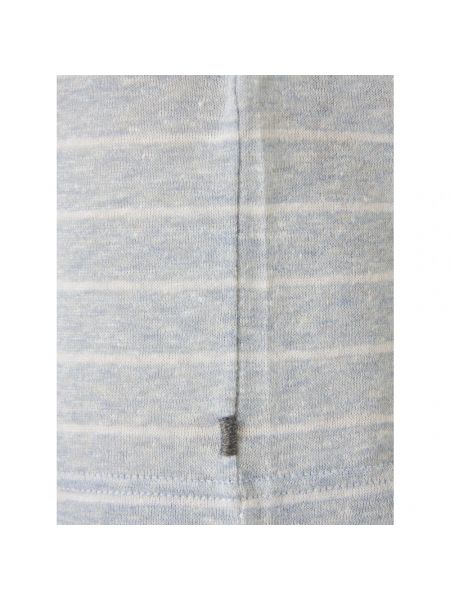Camiseta de lino de algodón a rayas Eleventy azul