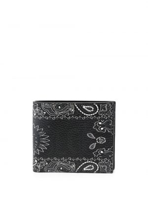 Usnjena denarnica s potiskom s paisley potiskom Philipp Plein črna