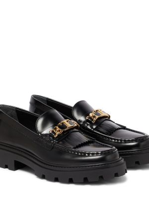 Pantofi loafer cu franjuri din piele Tod's negru