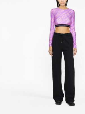 Top s potiskem Versace Jeans Couture fialový