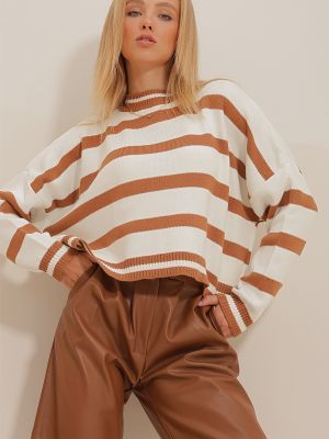 Oversize svītrainas džemperis Trend Alaçatı Stili