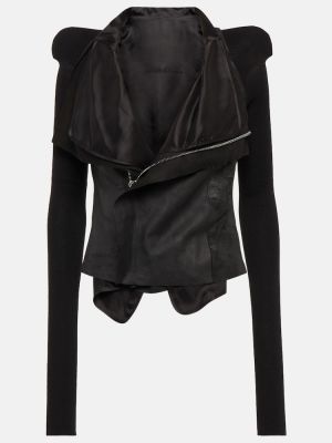 Vlnená kožená bunda Rick Owens čierna