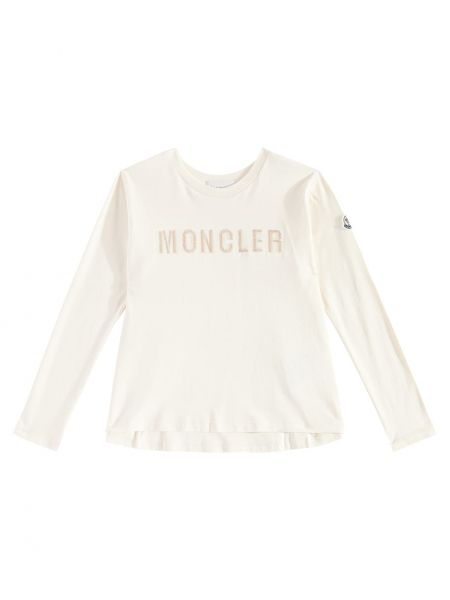 Jersey bomull brodert t-skjorte for jenter Moncler Enfant hvit