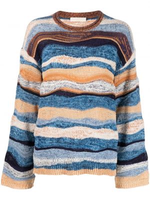 Плетен пуловер на райета Ulla Johnson синьо