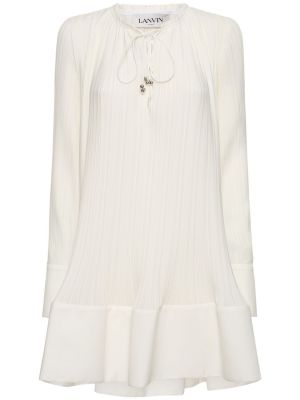 Plisované viskózové mini šaty Lanvin bílé