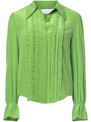 Копринена блуза с волани Equipment зелено