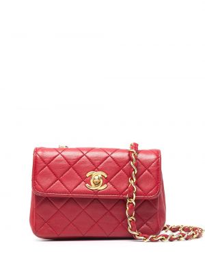 Bolsa acolchada con estampado de rombos Chanel Pre-owned rojo