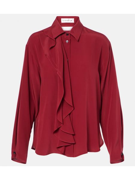 Ruffle silke bluse Victoria Beckham rød