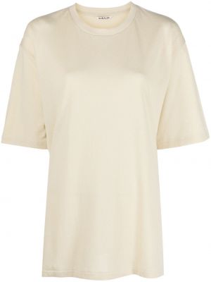 Bavlnené tričko s okrúhlym výstrihom Auralee biela