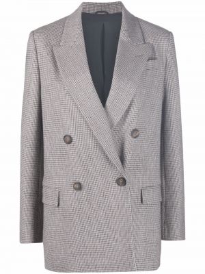 Sjekket lang blazer Brunello Cucinelli hvit