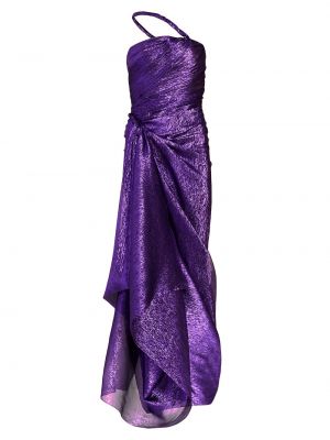 Мусслиновое платье из ткани ламе с драпировкой Oscar de la Renta фиолетовый