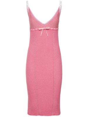 Pletené bavlněné midi šaty Cormio růžové