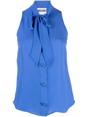 Hedvábná košile Moschino modrá