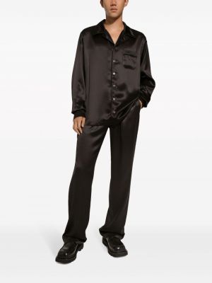Hedvábná saténová košile Dolce & Gabbana černá