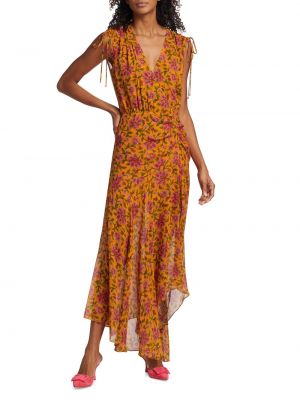 Асимметричное длинное платье в цветочек с принтом Veronica Beard