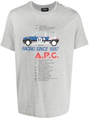 Bavlněné tričko s potiskem A.p.c. šedé