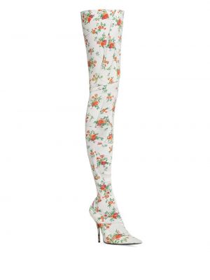 Květinové kotníkové boty s potiskem Balenciaga bílé