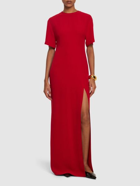 Jedwabna sukienka mini z krótkim rękawem Valentino czerwona