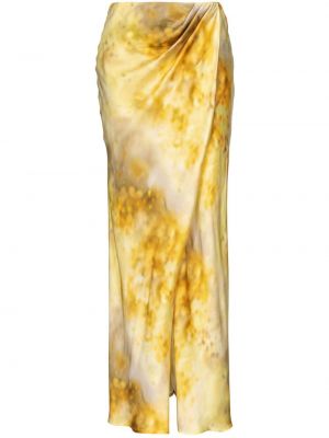 Drapovaný sukňa s potlačou s abstraktným vzorom Pinko žltá