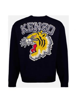 Sweter wełniany Kenzo niebieski