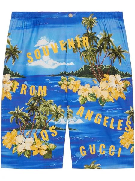 Bermuda kratke hlače s potiskom Gucci modra