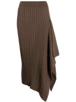 Drapované midi sukně Calvin Klein hnědé