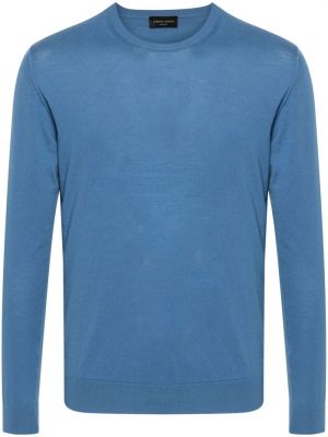 Vlněný svetr z merino vlny Roberto Collina modrý