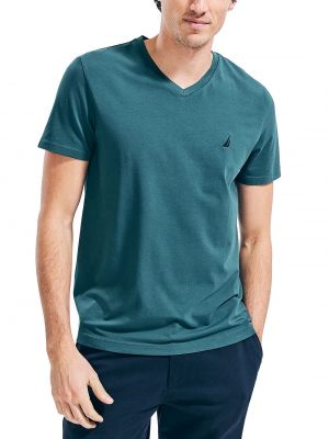 Классическая хлопковая футболка с v-образным вырезом Nautica синяя