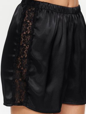Плетена мереживна атласна піжама Trendyol чорна
