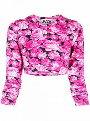 Crop top med mönster i blommigt Msgm rosa