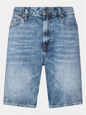 Slim fit priliehavé džínsové šortky Guess modrá