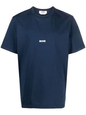 Памучна тениска с принт Msgm синьо
