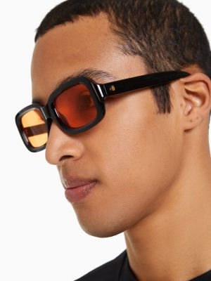 Bershka Owalne Okulary Przeciwsłoneczne Mężczyzna Pomarańczowy