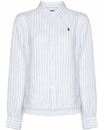 Camisa con bordado con bordado a rayas Polo Ralph Lauren blanco