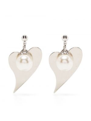 Σκουλαρίκια με μαργαριτάρια με μοτίβο καρδιά Kimhekim ασημί
