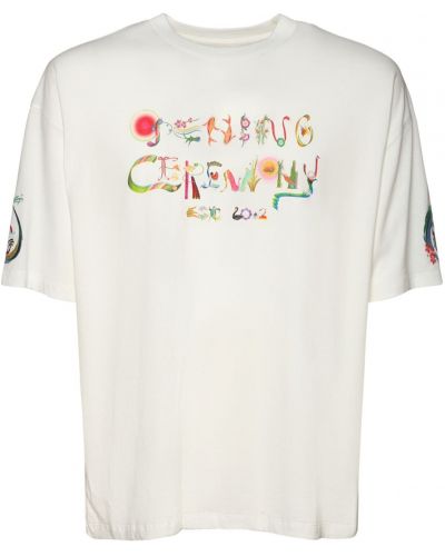 Džerzej bavlnené tričko s potlačou Opening Ceremony biela