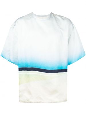 Сатенена тениска с градиентным принтом Jil Sander синьо