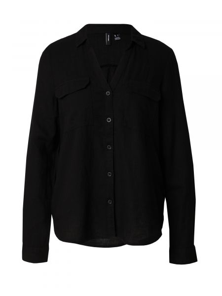 Lanena bluza s ovratnikom Vero Moda crna