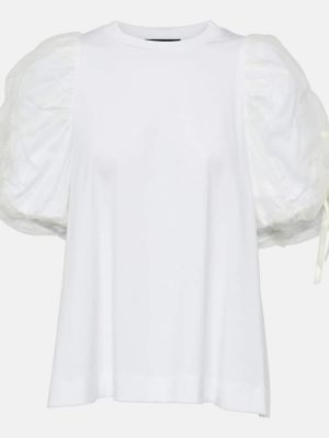 Βαμβακερή μπλούζα με φιόγκο από τούλι Simone Rocha λευκό
