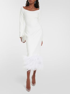 Midi haljina sa perjem Rasario bijela