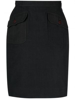 Pouzdrová sukně s vysokým pasem s knoflíky na zip Yves Saint Laurent Pre-owned - černá