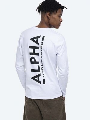 Tricou cu mânecă lungă din bumbac Alpha Industries alb