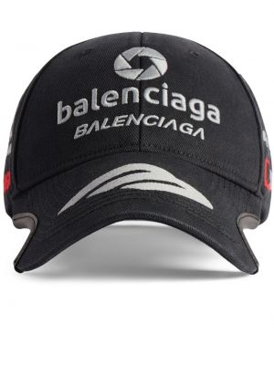 Шапка с козирки бродирана Balenciaga черно