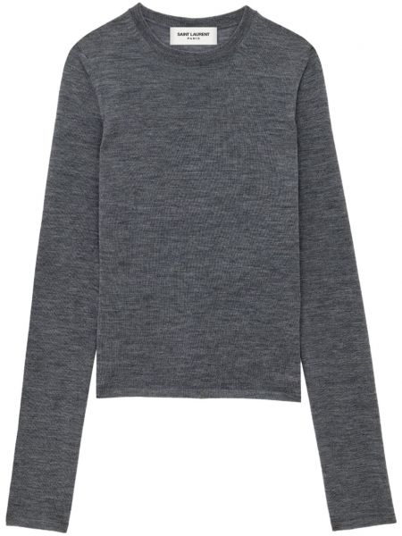 Пуловер с кръгло деколте Saint Laurent сиво