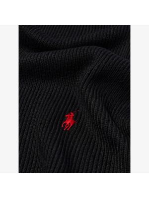 Шерстяной шарф с вышивкой Polo Ralph Lauren черный