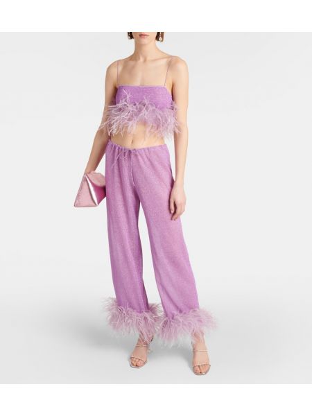 Pantalones con plumas de plumas Oséree violeta